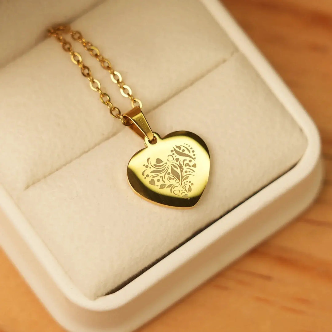 Stainless Steel Heart-Shaped Pendant Necklace (12pcs) by LaserPecker
