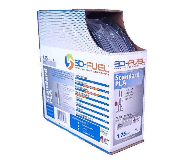 Standard PLA+, Metallic Silver, 1.75mm by 3D-Fuel